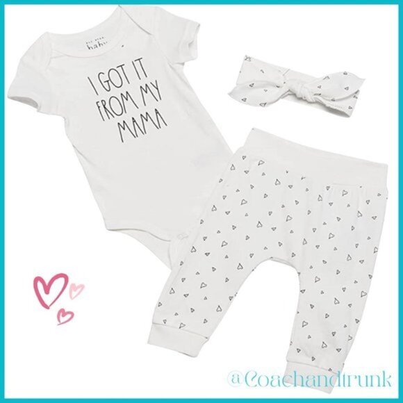 RAE DUNN I Got It From My Mama Onsie, Leggings and Plush Headband 3 Piece Set - Picture 6 of 6
